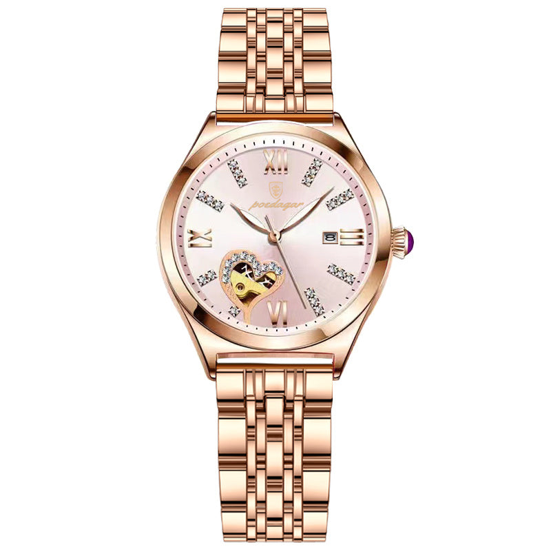 POEDAGAR Women Watches Fashion Rose Gold Stainless Stain Steel Ladies Watch Waterproof Quarzt Wristwatch Romatic Girlfriend Gift