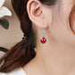 Vintage Red Corundum S925 Silver Earrings Elegant And Fashionable Earrings Silver Jewelry