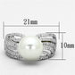 TS169 - Rhodium 925 Sterling Silver Ring with Synthetic Pearl in White