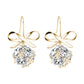 Womens Bow with Zircon Square Flash Diamond Ball Hook Earrings Fashion Earrings