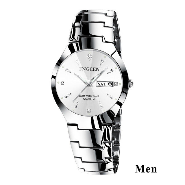 Relogio Feminino FNGEEN Couple Watch Men Quartz watch for Lovers Luxury Womens wristwatch Christmas Stainless Steel Waterproof