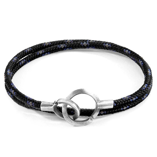 Black Montrose Silver and Rope Bracelet