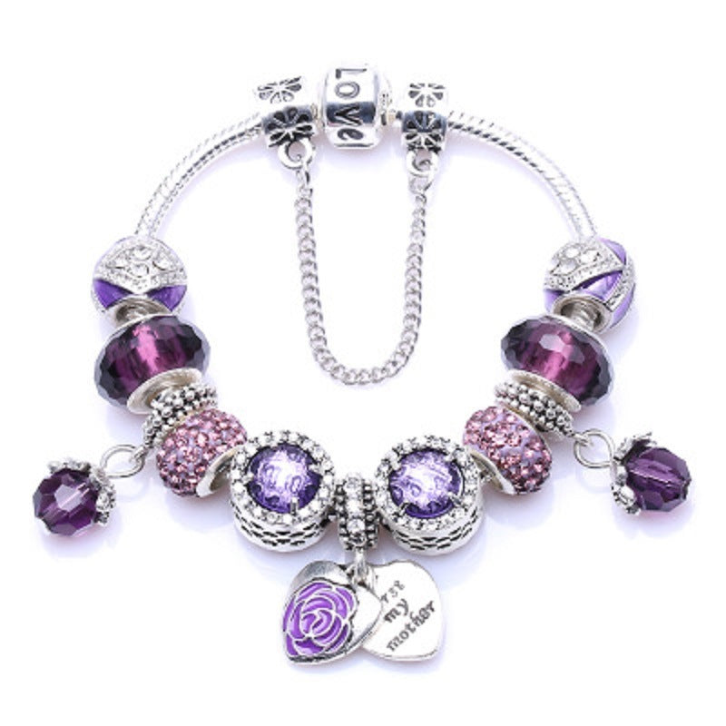 Silver Rhinestone Charm Bracelet New European Antique Handmade Charms Bracelet for Women Fashion Jewelry