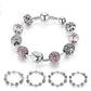 Love Beads Charms Bracelet Rose Flower Charms CZ Charms Bracelets with 9 Pieces Charm for Girls and Women