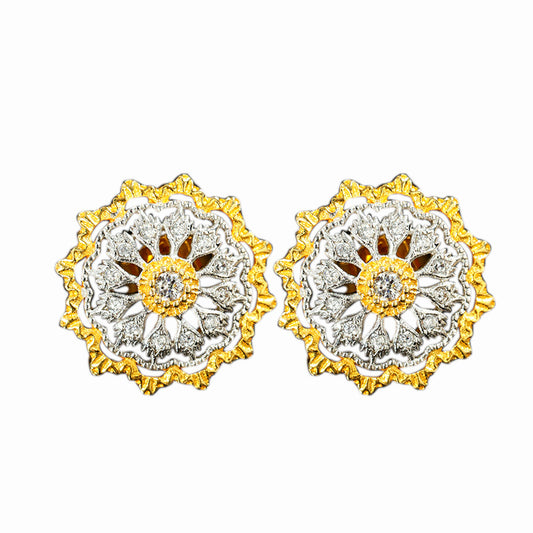 Vintage Style Courtly Floral Design Stud Earrings