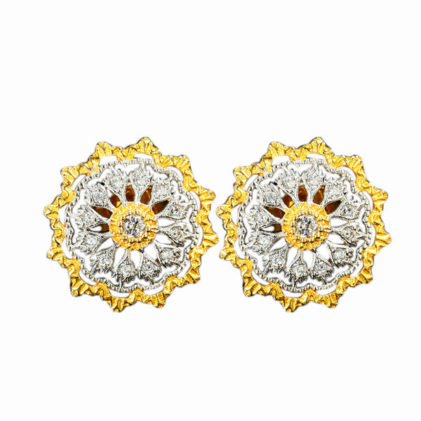 Vintage Style Courtly Floral Design Stud Earrings