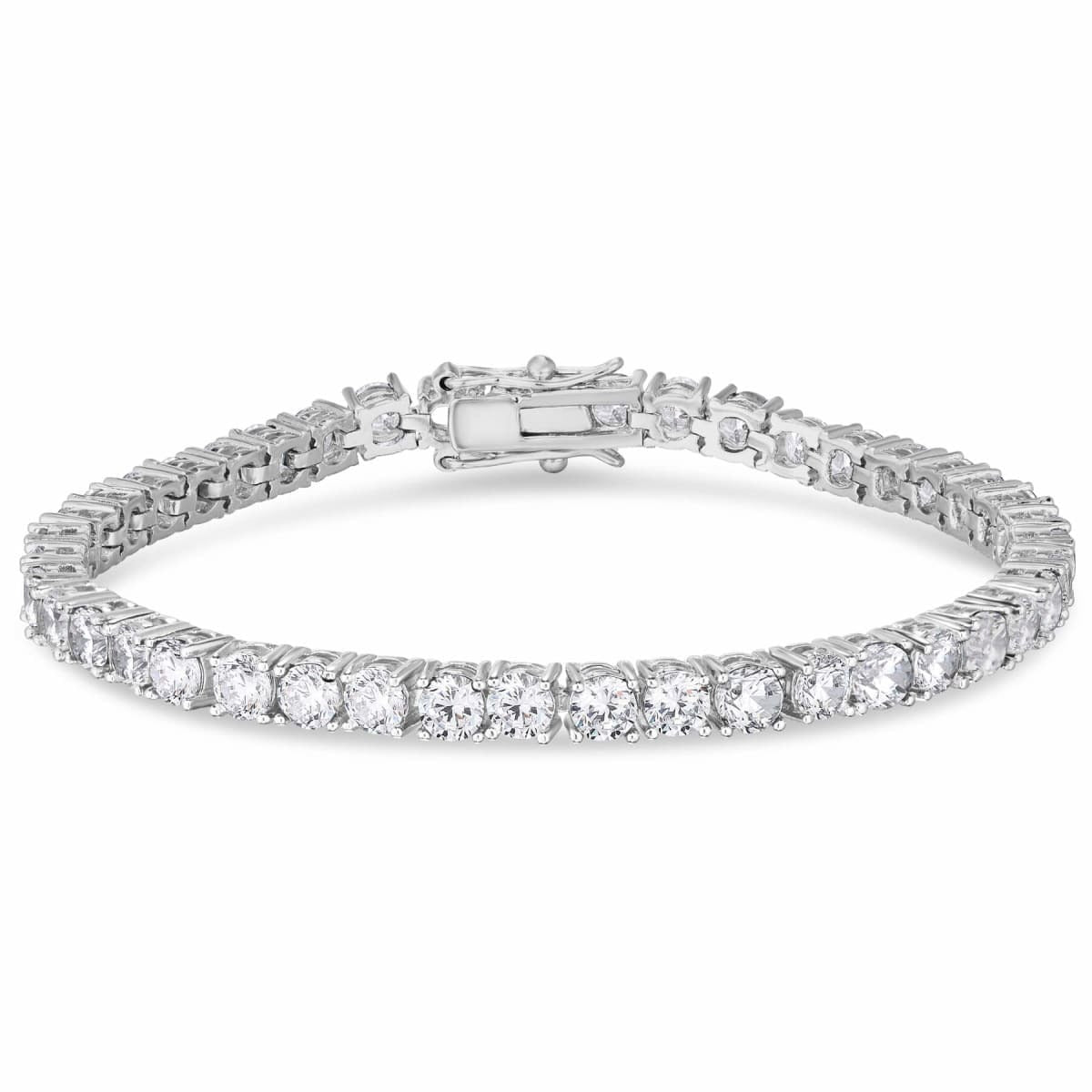 Dolce Giavonna Ladies .925 Sterling Silver Cubic Zirconia 4-mm Tennis Bracelet