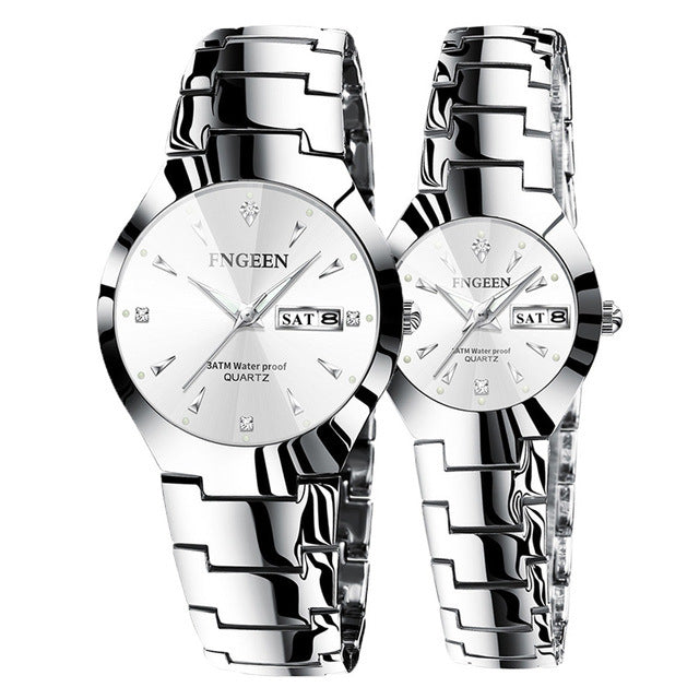 Relogio Feminino FNGEEN Couple Watch Men Quartz watch for Lovers Luxury Womens wristwatch Christmas Stainless Steel Waterproof