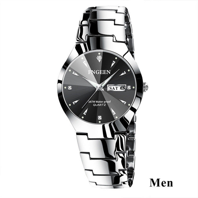 Relogio Feminino FNGEEN Couple Watch Men Quartz watch for Lovers Luxury Womens wristwatch Christmas Stainless Steel Waterproof