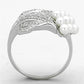 TS167 - Rhodium 925 Sterling Silver Ring with Synthetic Pearl in White