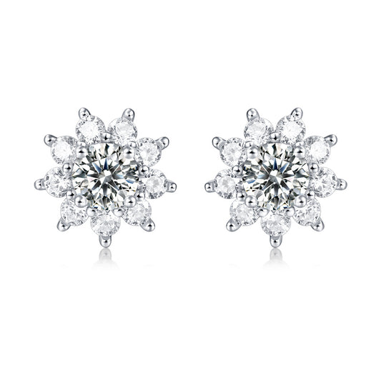 925 silver Mo sang diamond early snow Earrings