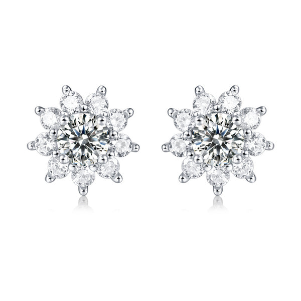 925 silver Mo sang diamond early snow Earrings