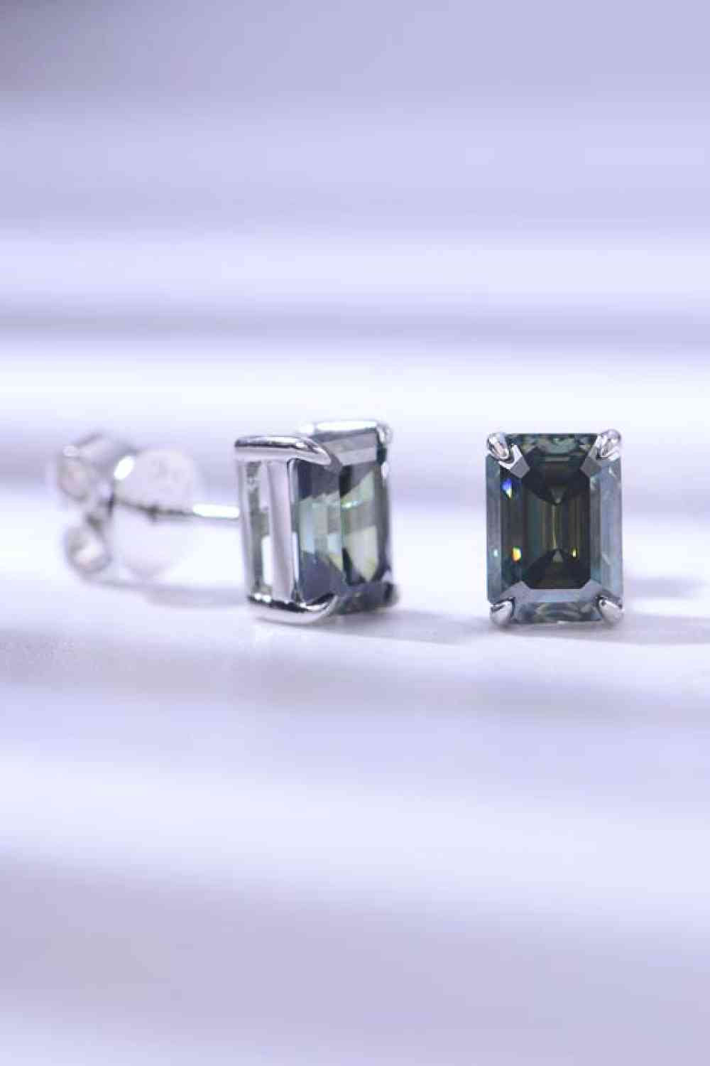 2 Carat Moissanite Stud Earrings in Green